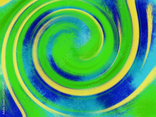 Blue Green and Yellow Swirled Background