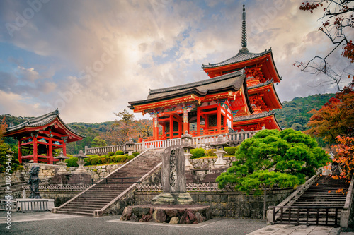Sanjunoto pagoda and Kiyomizu-dera Temple in the autumn season, Kyoto photo