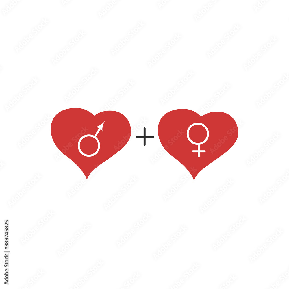 male and female hearts icon on white backgrounds vector stock