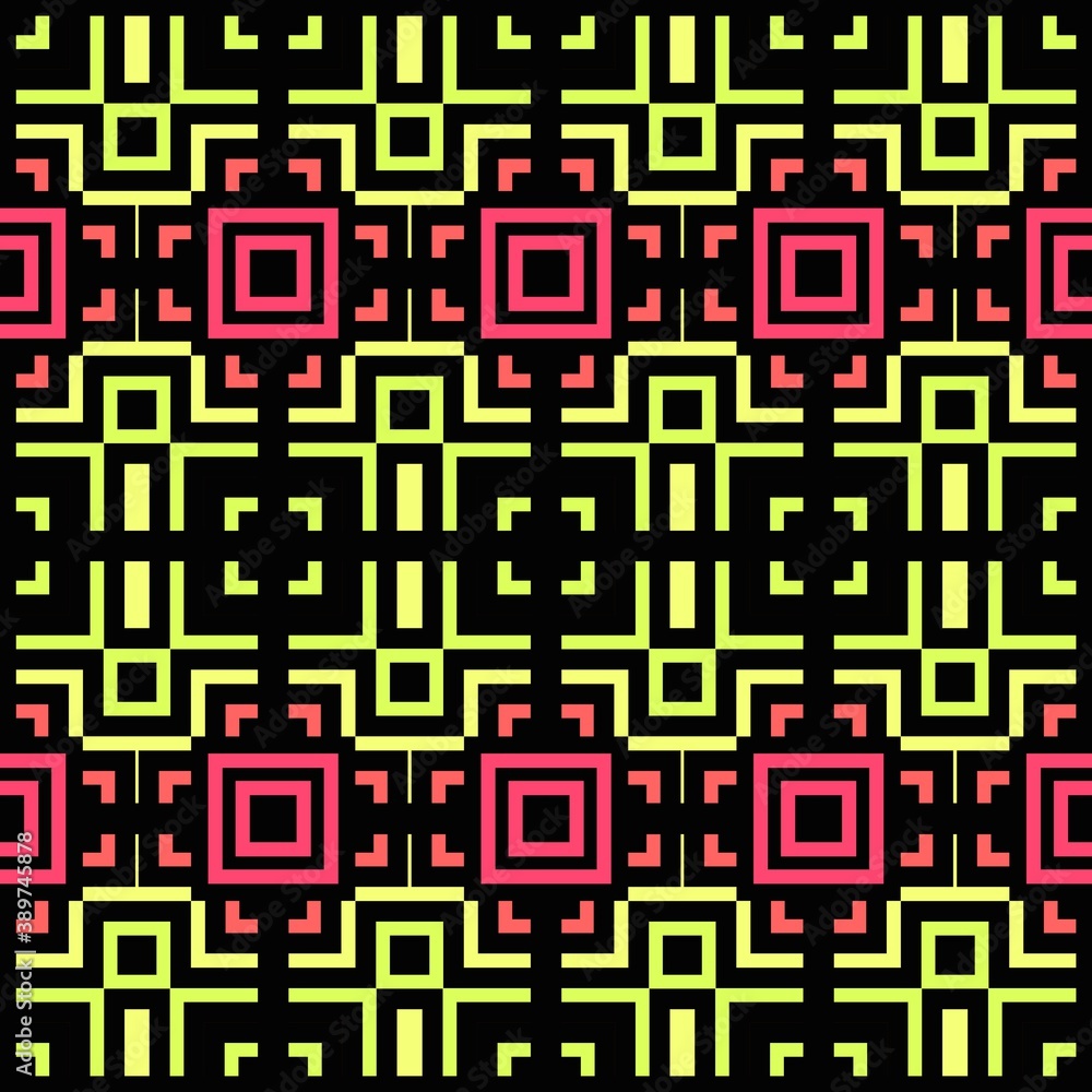 Pink and green pattern with geometric form, flat vintage, retro cover design, background for girl, young texture