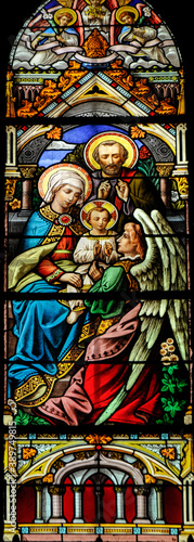 Jesus Mary and joseph stain glass