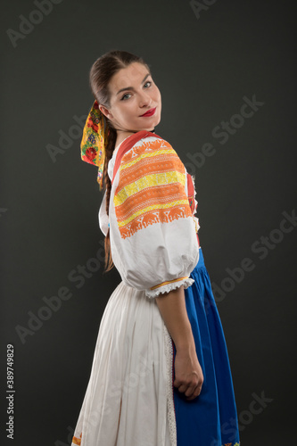 beautiful girl in slovak folk dress