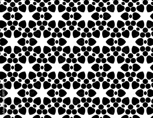 Black  white pattern  geometric wallpaper   seamless texture with flat floral ornament  decorative illustration with simple elemets