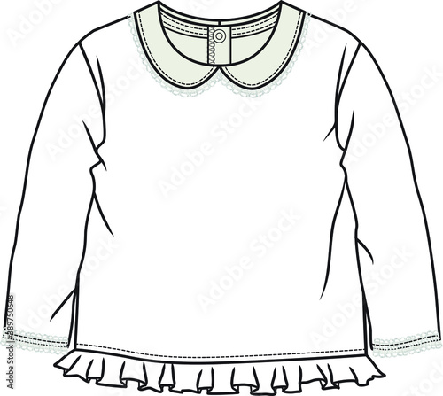 T shirt design for baby girls. Fashion flat illustration
