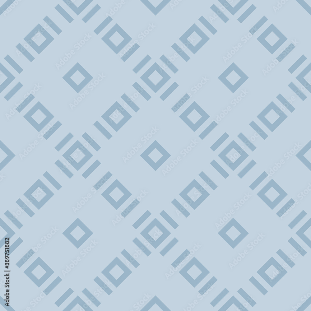 Subtle vector geometric seamless pattern with small rhombuses, diamonds, square grid, lines, tiles. Abstract soft blue colored texture. Simple minimal geometrical background. Repeat design for decor