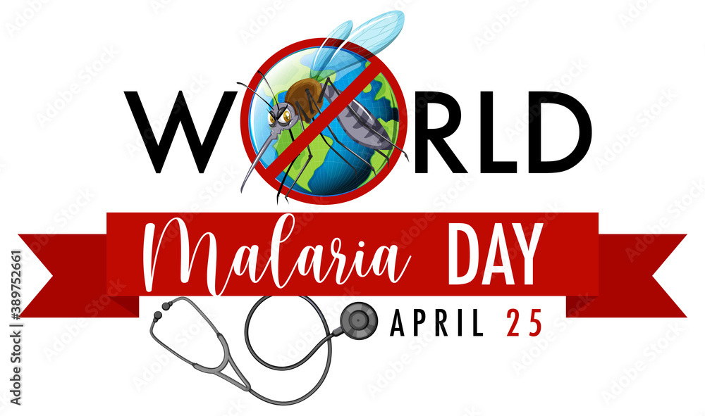 Fototapeta premium World Malaria Day logo or banner with mosquito sign