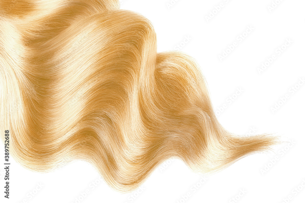 Blond shiny hair on white background, isolated Blond shiny hair on white background, isolated