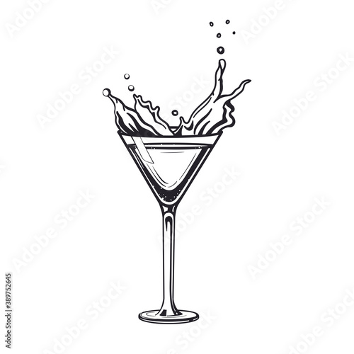 Cocktail daiquiri splash drink black and white vintage style