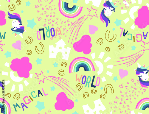 unicorn t shirt print pattern design for girls