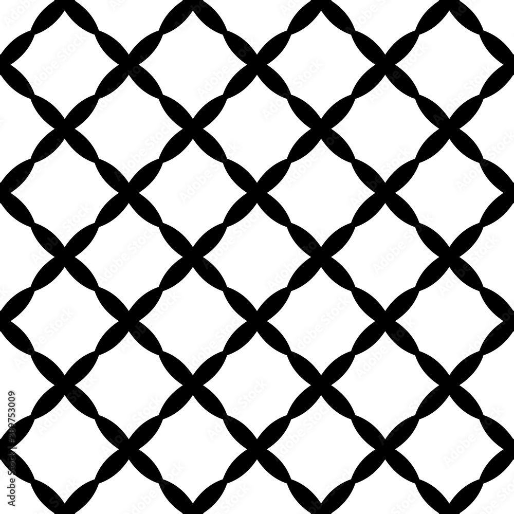 Naklejka premium Black, white floral pattern, geometric wallpaper , seamless texture with flat ornament, decorative illustration with simple elemets