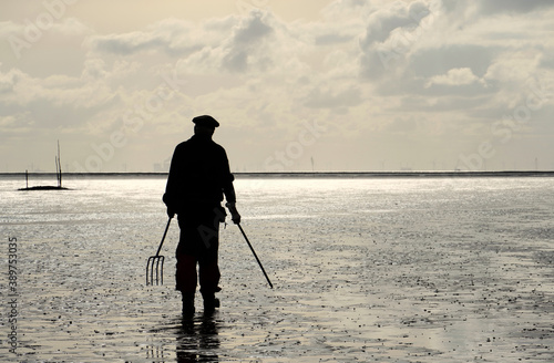 Worker in the Mud Flats . High quality photo