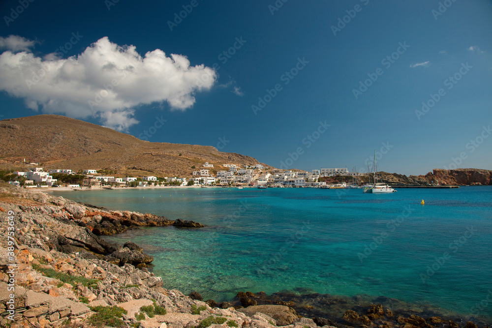 View over Karavostasis town and the beach at Folegandros island, Greece