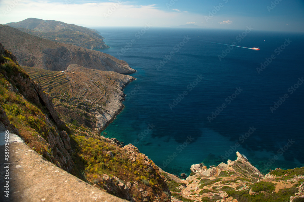 View from the cliff town at Folegandros island, Greece