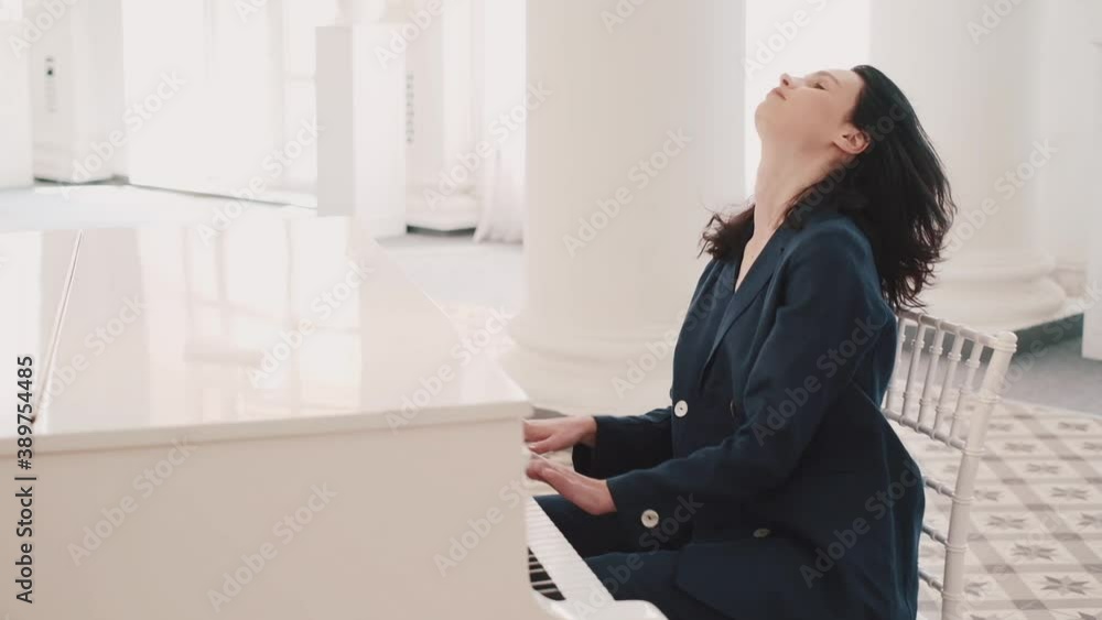 fashionable elegant woman at the piano