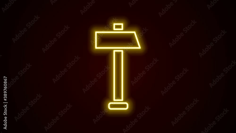 Glowing neon line Hammer icon isolated on black background. Tool for repair. 4K Video motion graphic animation Glowing neon line Hammer icon isolated on black background. Tool for repair. 4K Video motion graphic animation