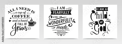 Faith quotes letter typography set illustration.