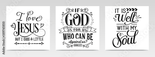 Faith quotes letter typography set illustration.