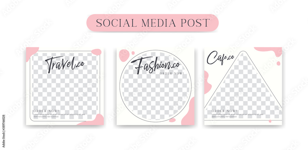 Social media ig instagram content post frame set background template ...
