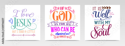 Faith quotes letter typography set illustration.