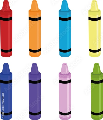 Vector illustration of different colored crayon emoticons