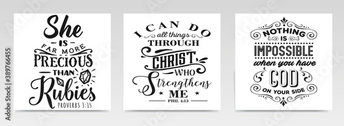 Faith quotes letter typography set illustration.