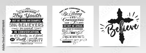 Faith quotes letter typography set illustration.