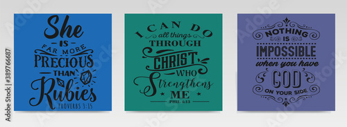 Faith quotes letter typography set illustration.