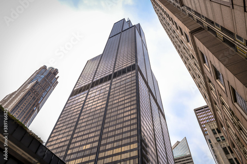 A Chicago tower from street level photo