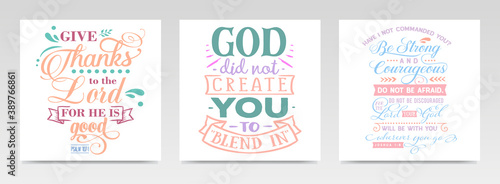 Faith quotes letter typography set illustration.