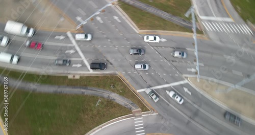 Following traffic on diverging diamond intersection on Harrodsburg road in Lexington, Kentucky photo