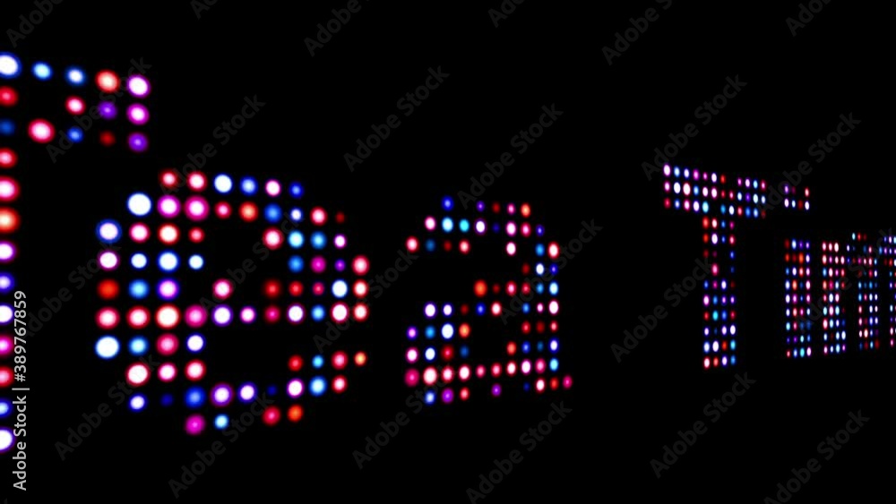 Tea time colorful led text over black Tea time colorful led text over black