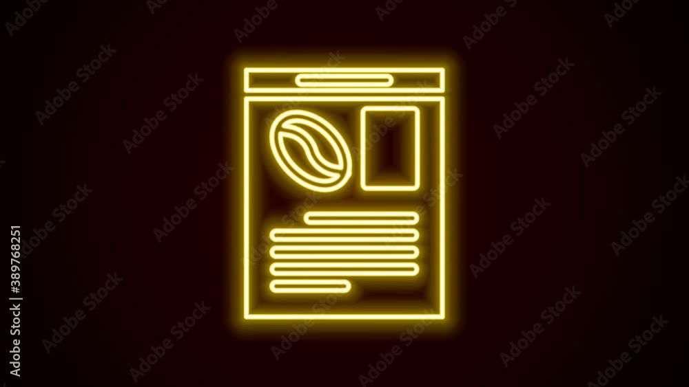 Glowing neon line Newspaper and coffee icon isolated on black background. Mass media symbol. 4K Video motion graphic animation Glowing neon line Newspaper and coffee icon isolated on black background. Mass media symbol. 4K Video motion graphic animation