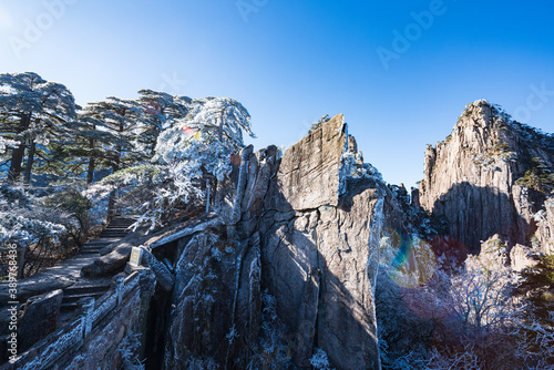 Mountains and rime in winter in Huangshan Scenic Area, Anhui, China