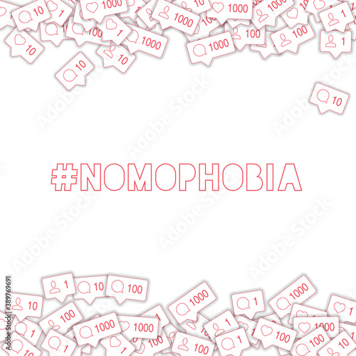 Social media icons. Nomophobia concept. Falling co