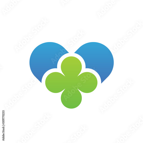 Clover heart logo icon design template elements - Vector