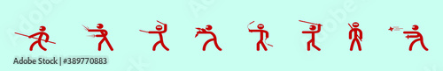 set of ninja and weapon icon design template with various models. isolated vector illustration on blue background