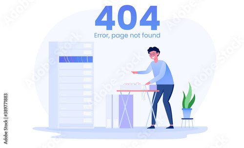 Page 404 error server and network administrators maintenance illustration