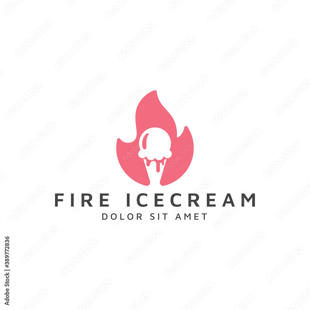 fire and ice cream negative space logo design fire and ice cream negative space logo design