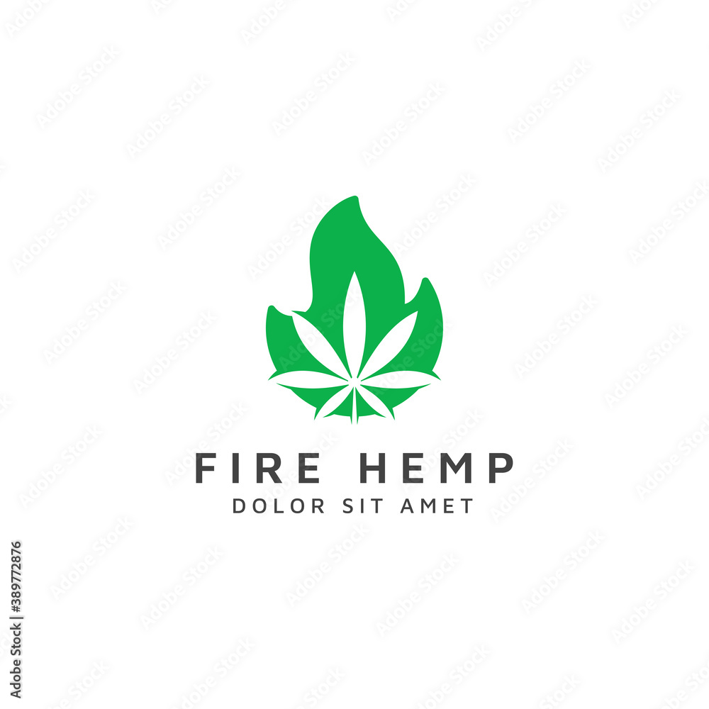 fire and cannabis negative space logo design