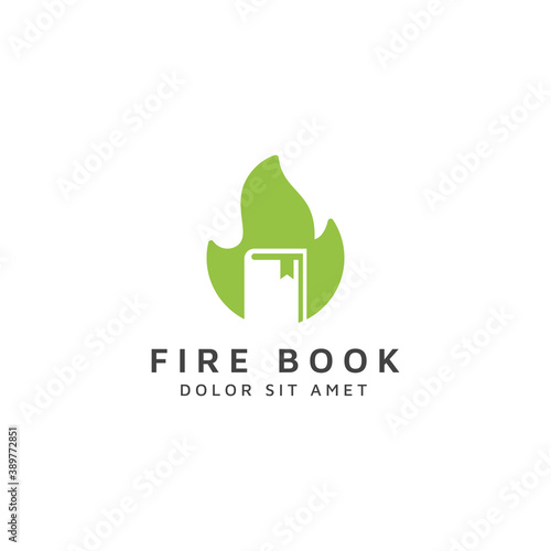fire and book negative space logo design