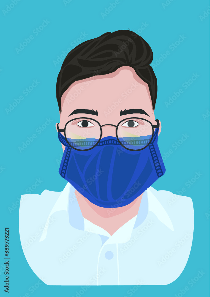 The man with glasses and mask The man with glasses and mask