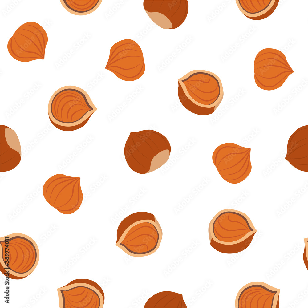 Hazelnut. Vector seamless pattern