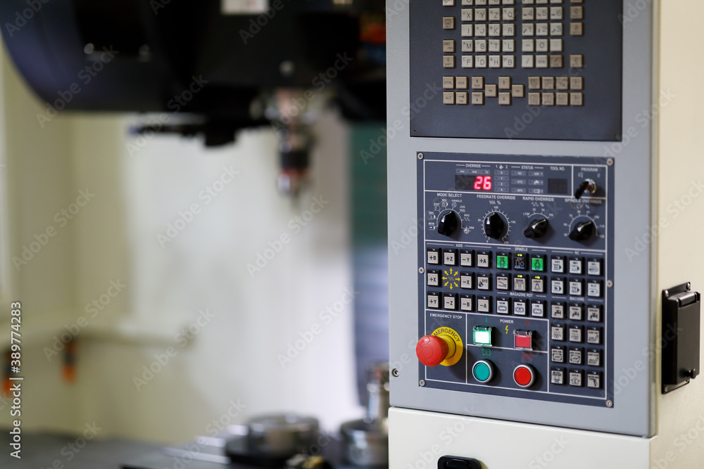 control panel of CNC milling machining center Stock Photo | Adobe Stock