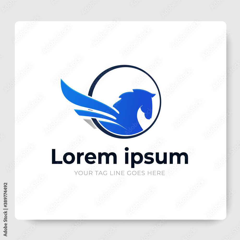 Circle Pegasus Vector Logo Template Circle Pegasus Vector Logo Template