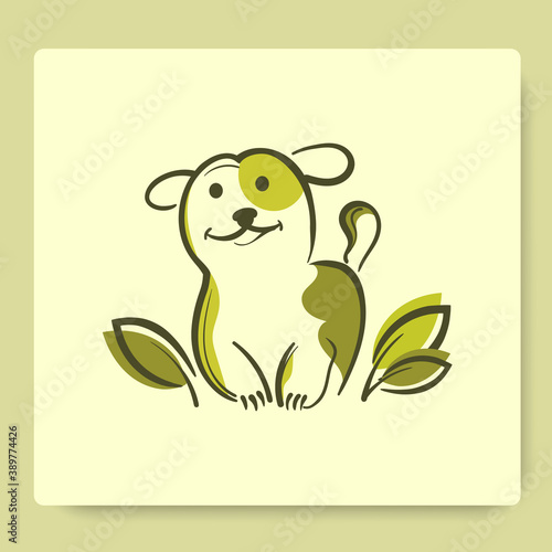 nature cute dog logo design vector illustration © lee witok