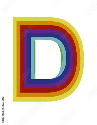 lines with the colors of the rainbow forming the letter D