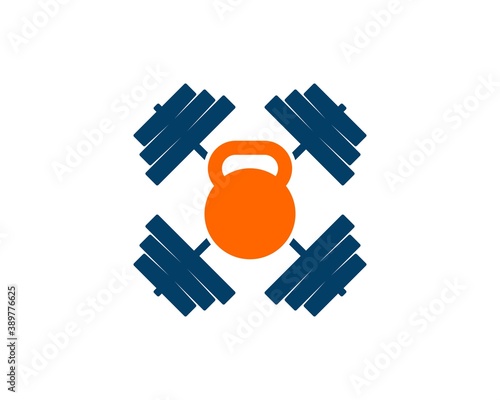 Cross barbell with kettle bell inside