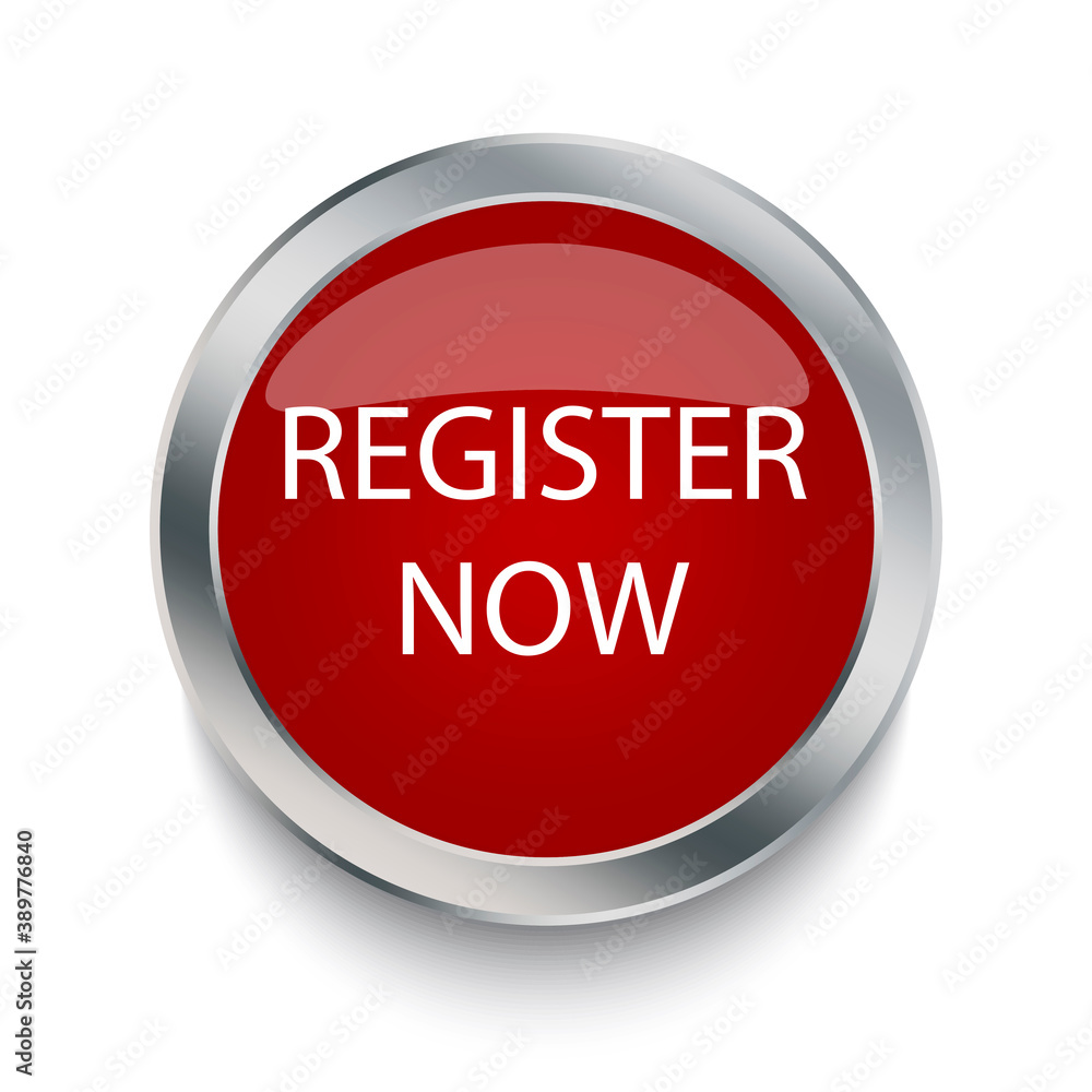 Vector red register now button icon. Registration symbol. Metallic button for website. Stock image. EPS10 Vector red register now button icon. Registration symbol. Metallic button for website. Stock image. EPS10