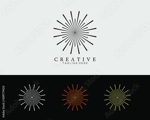Radial lines abstract geometric element. Circular abstract minimal illustration. Intersecting lines at center