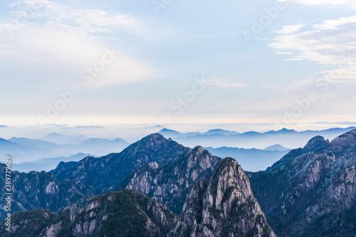 The sea of clouds in the winter morning in the North Seascape of Huangshan Mountain, Anhui, China © hu